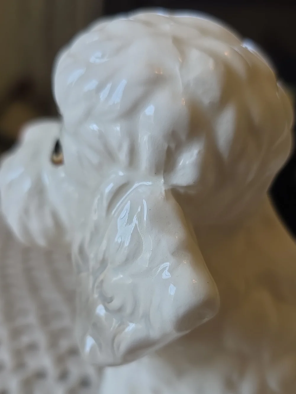 VTG Mid Century Relpo Japan White Poodle Ceramic Planter